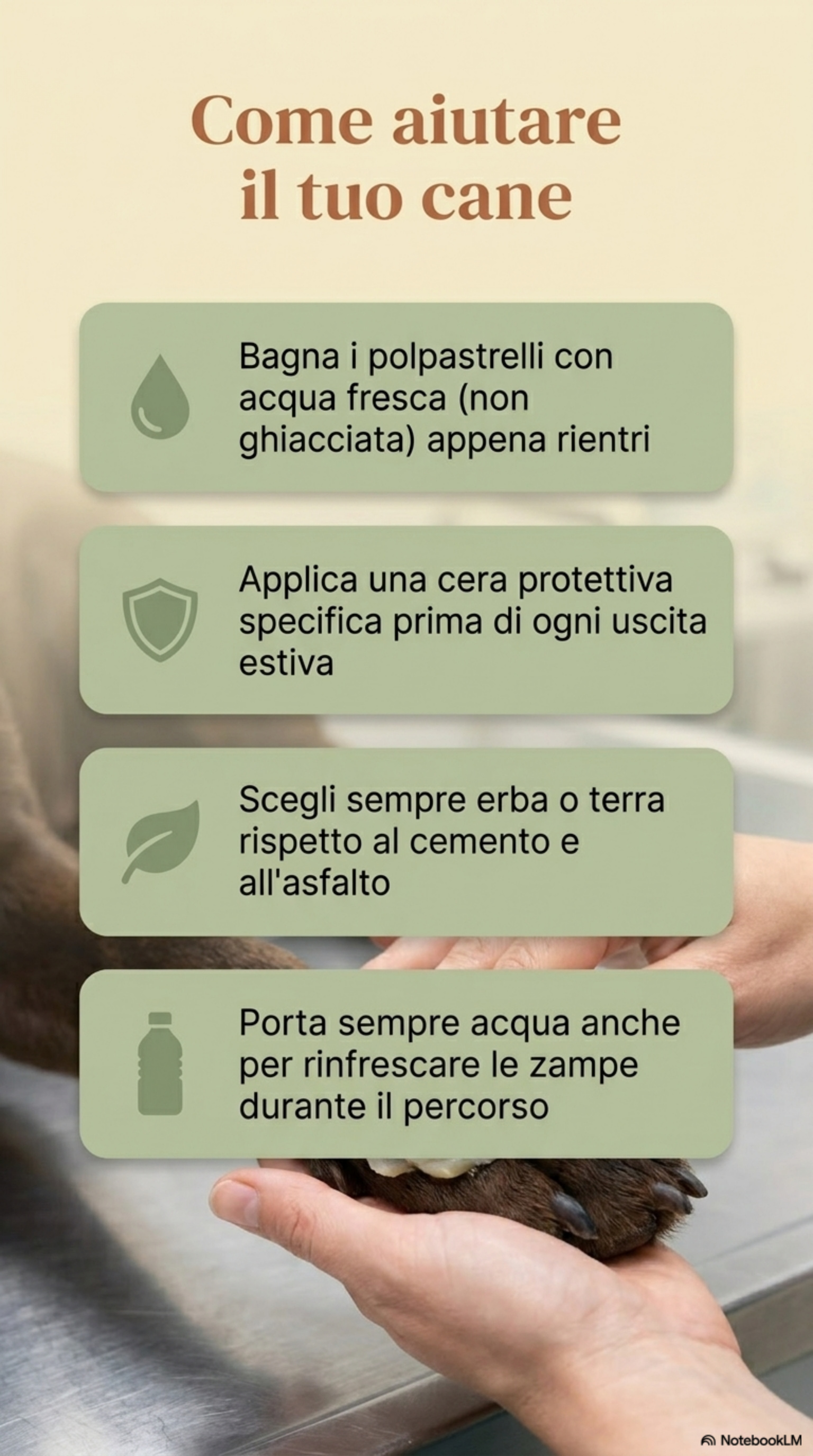 Applicazione cera protettiva sui polpastrelli